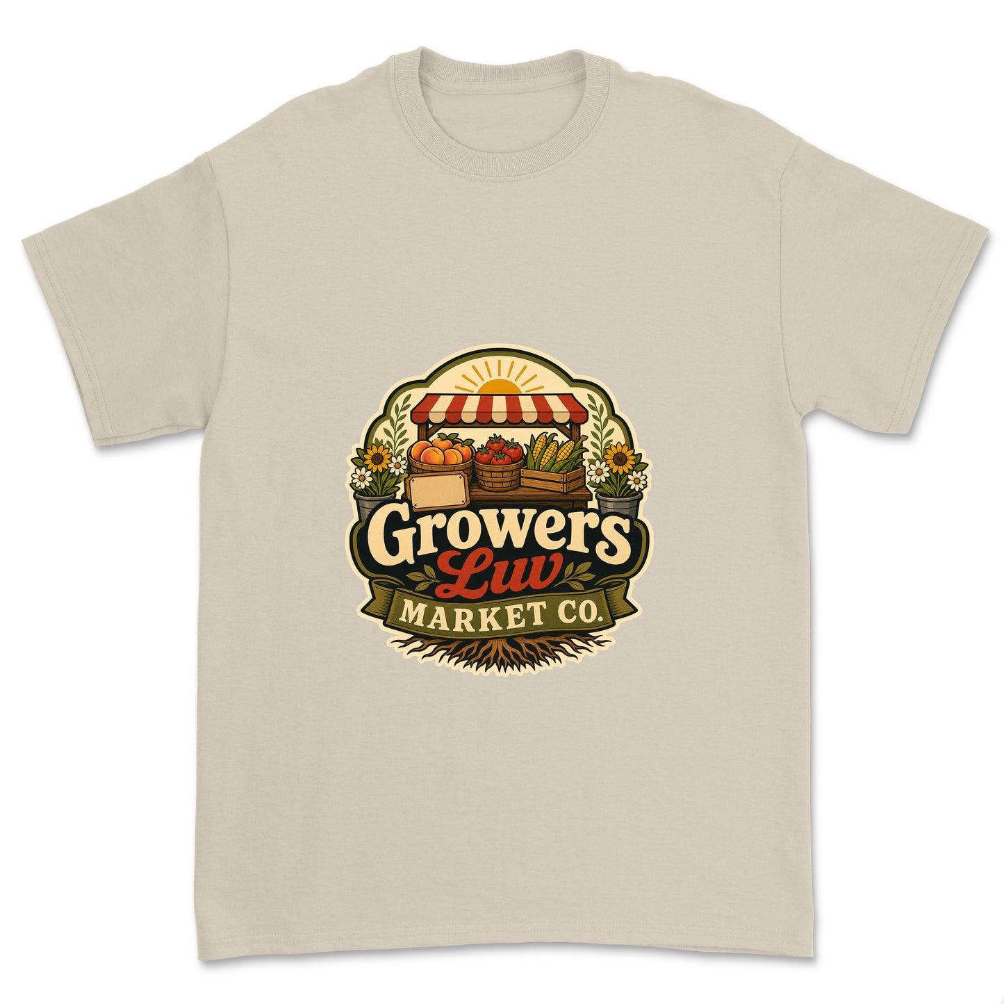 Growers Luv Market Co Men's Gildan Graphic Tee in Sand