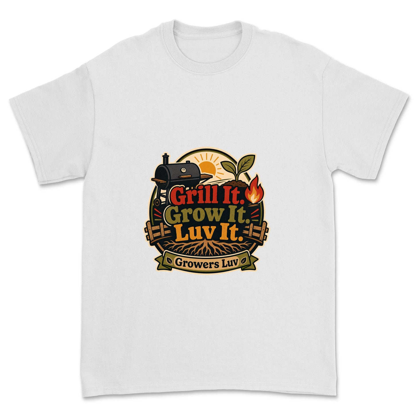 Grill It Grow It Luv It Men's Gildan Graphic Tee in White