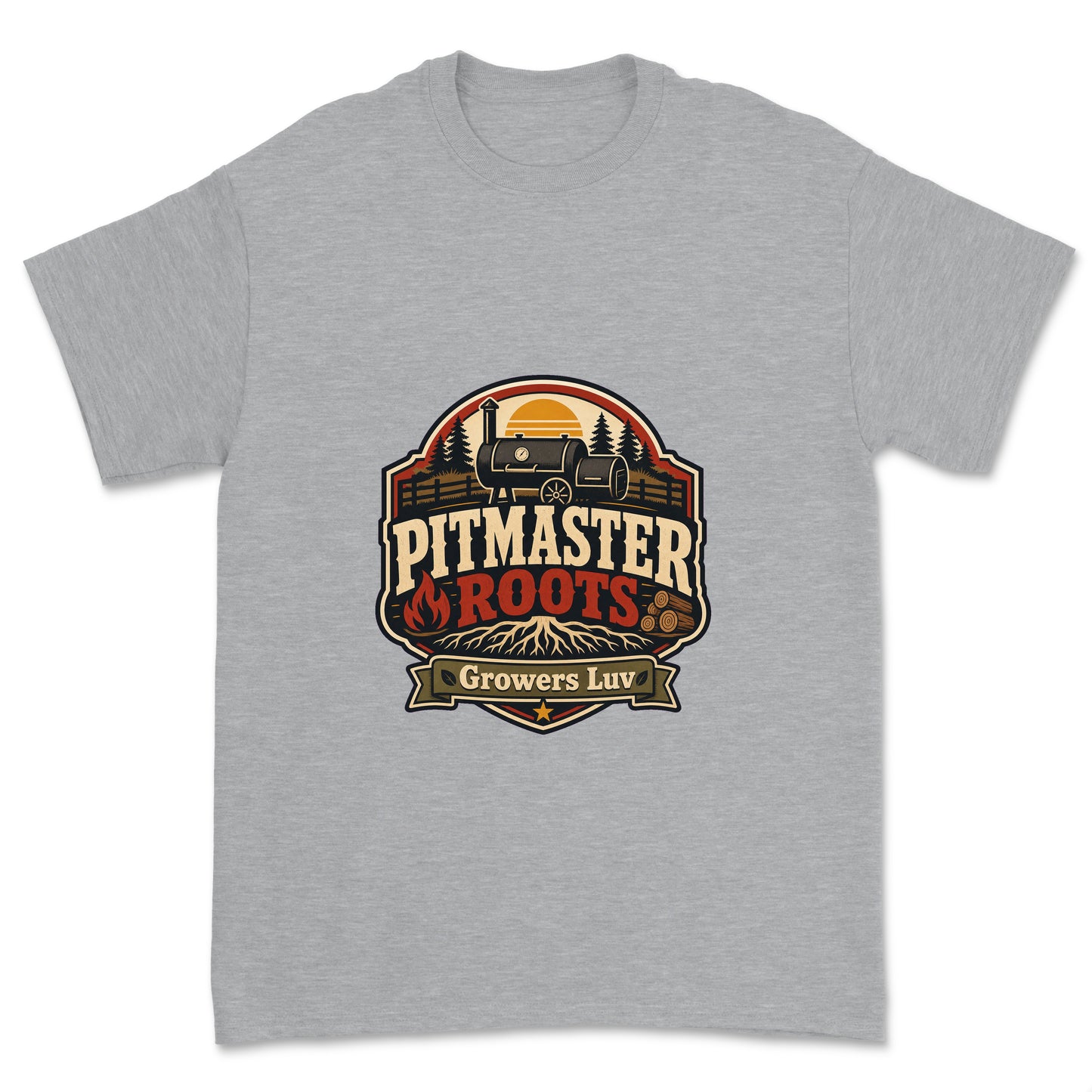 Pitmaster Roots Men's Gildan Graphic Tee in Sport Grey Heather