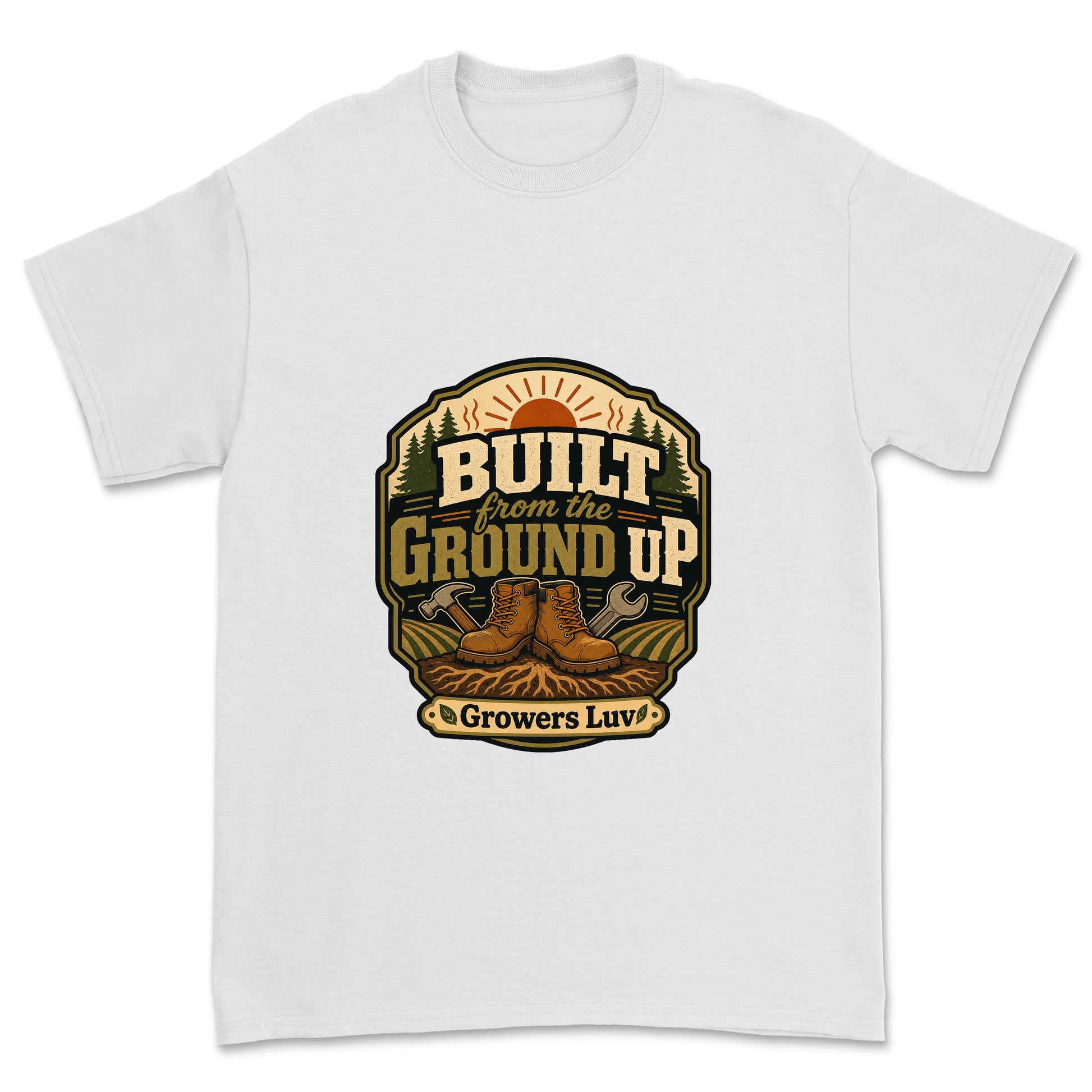 Built From The Ground Up Men's Gildan Graphic Tee in White