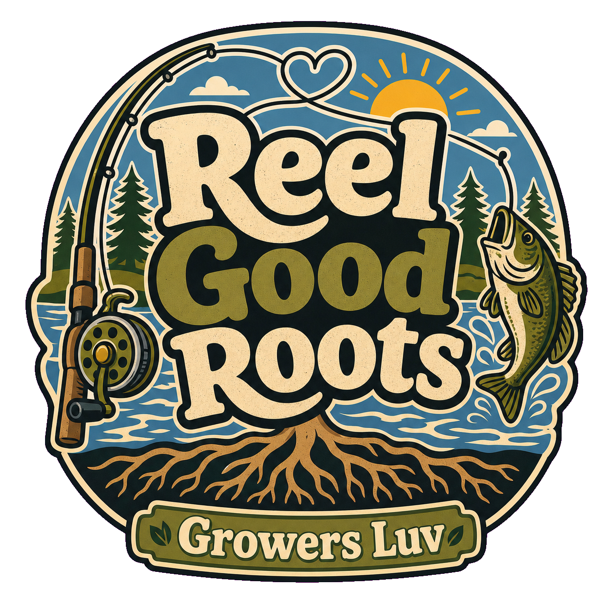 Reel Good Roots Men's Gildan Graphic Tee artwork detail