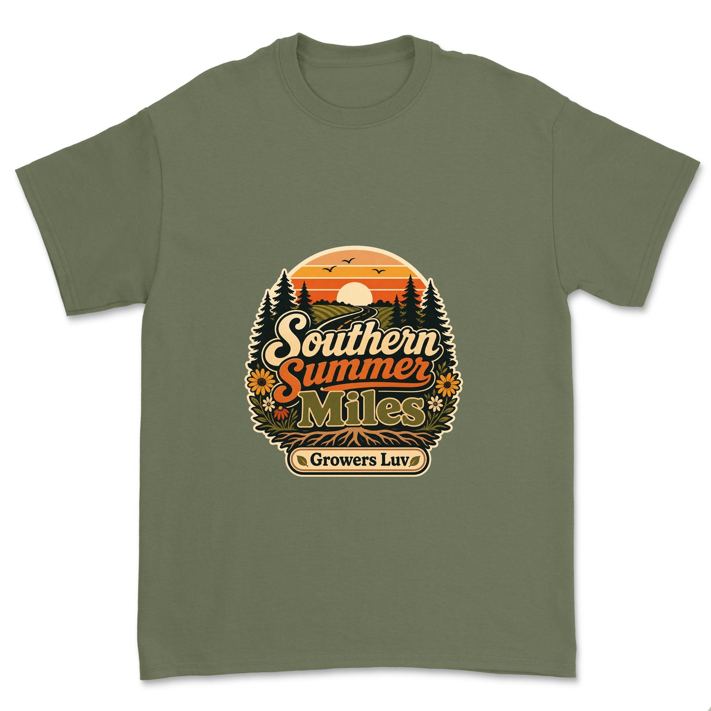 Southern Summer Miles Men's Gildan Graphic Tee in Military Green