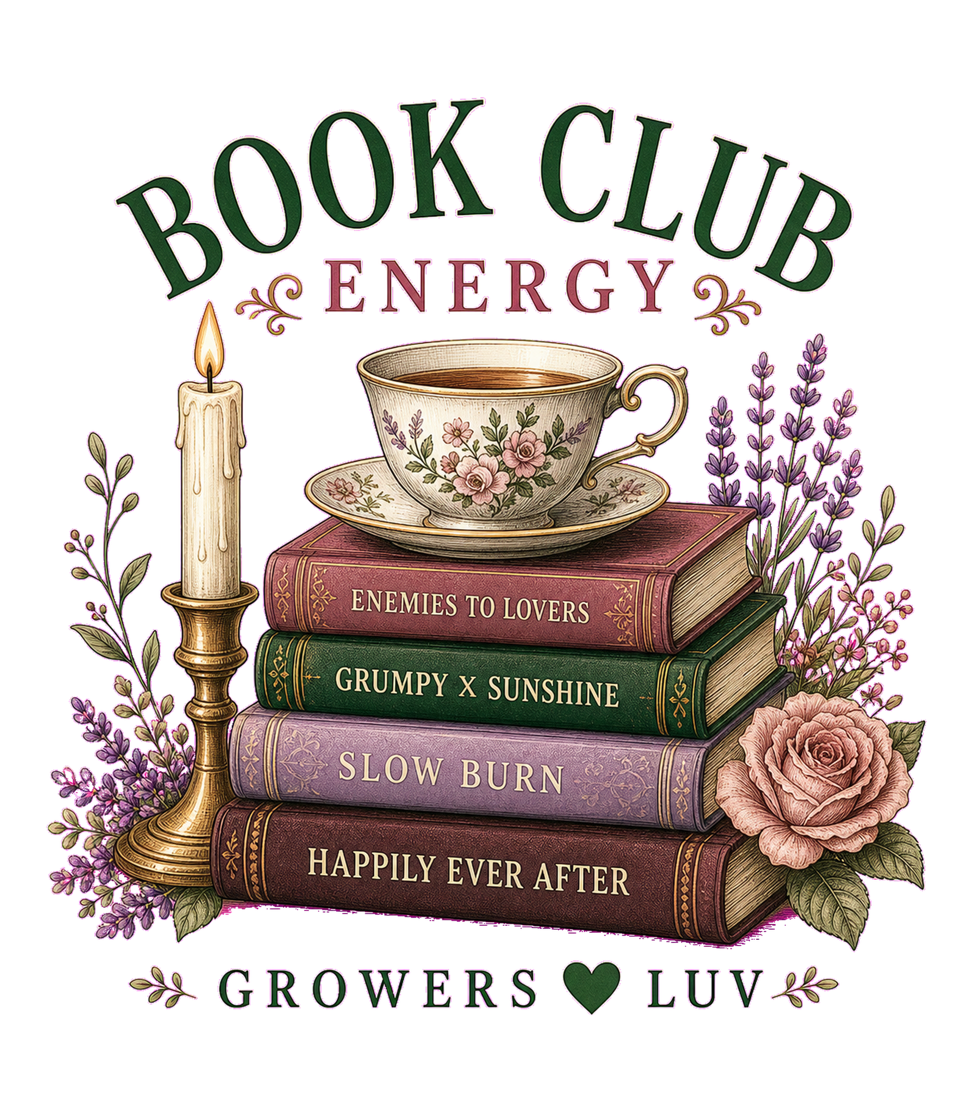 Book Club Energy Women's Bella Canvas Graphic Tee artwork detail