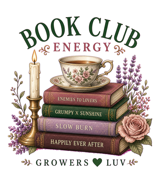 Book Club Energy Large Natural Tote Bag artwork detail