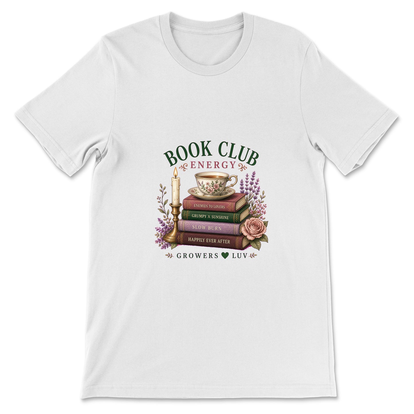 Book Club Energy Women's Bella Canvas Graphic Tee in White