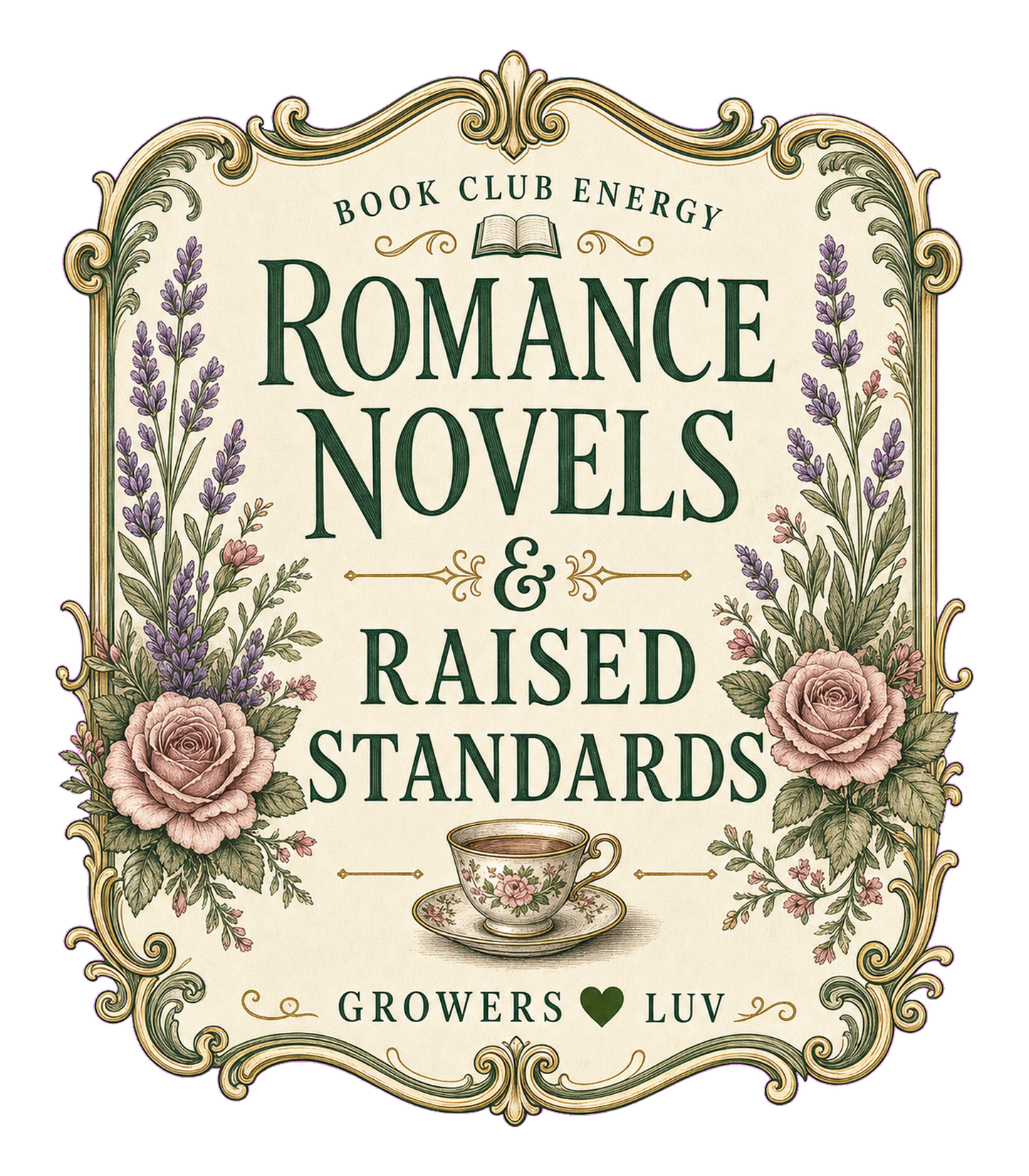 Romance Novels And Raised Standards Women's Bella Canvas Graphic Tee artwork detail