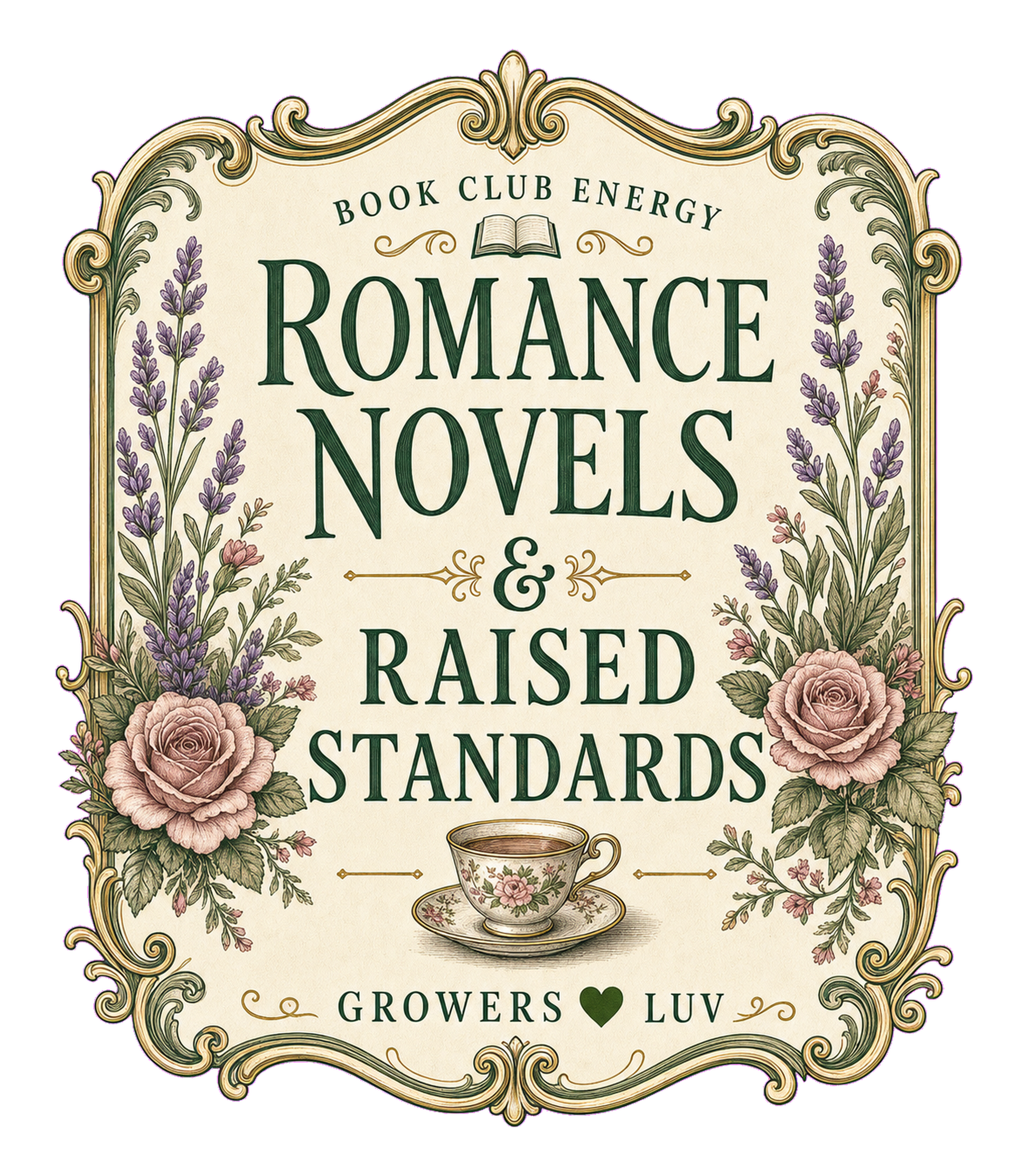 Romance Novels And Raised Standards Women's Bella Canvas Graphic Tee artwork detail