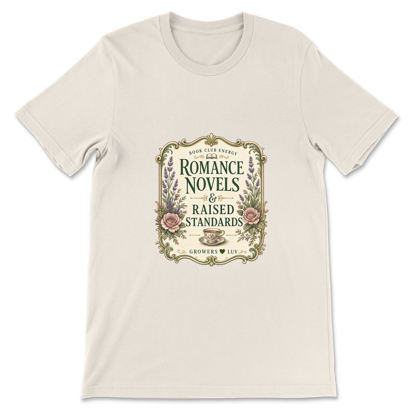 Romance Novels And Raised Standards Women's Bella Canvas Graphic Tee in Natural