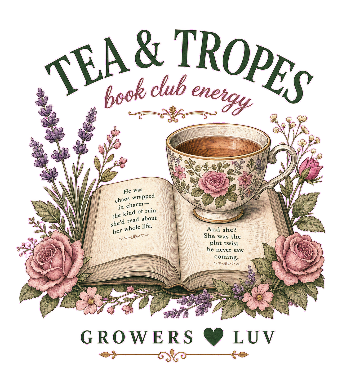 Tea And Tropes Women's Bella Canvas Graphic Tee artwork detail