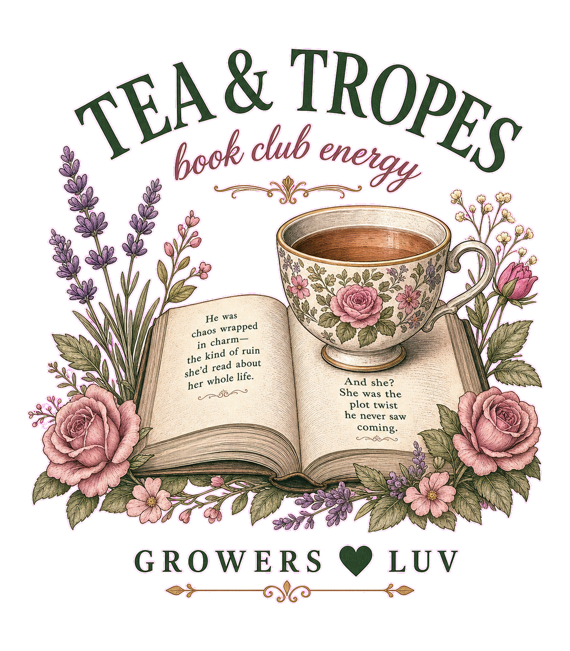 Tea And Tropes Women's Bella Canvas Graphic Tee artwork detail