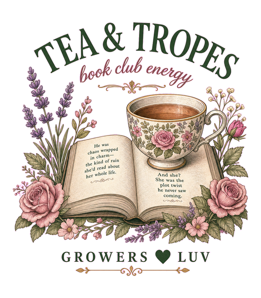 Tea And Tropes Large Natural Tote Bag artwork detail