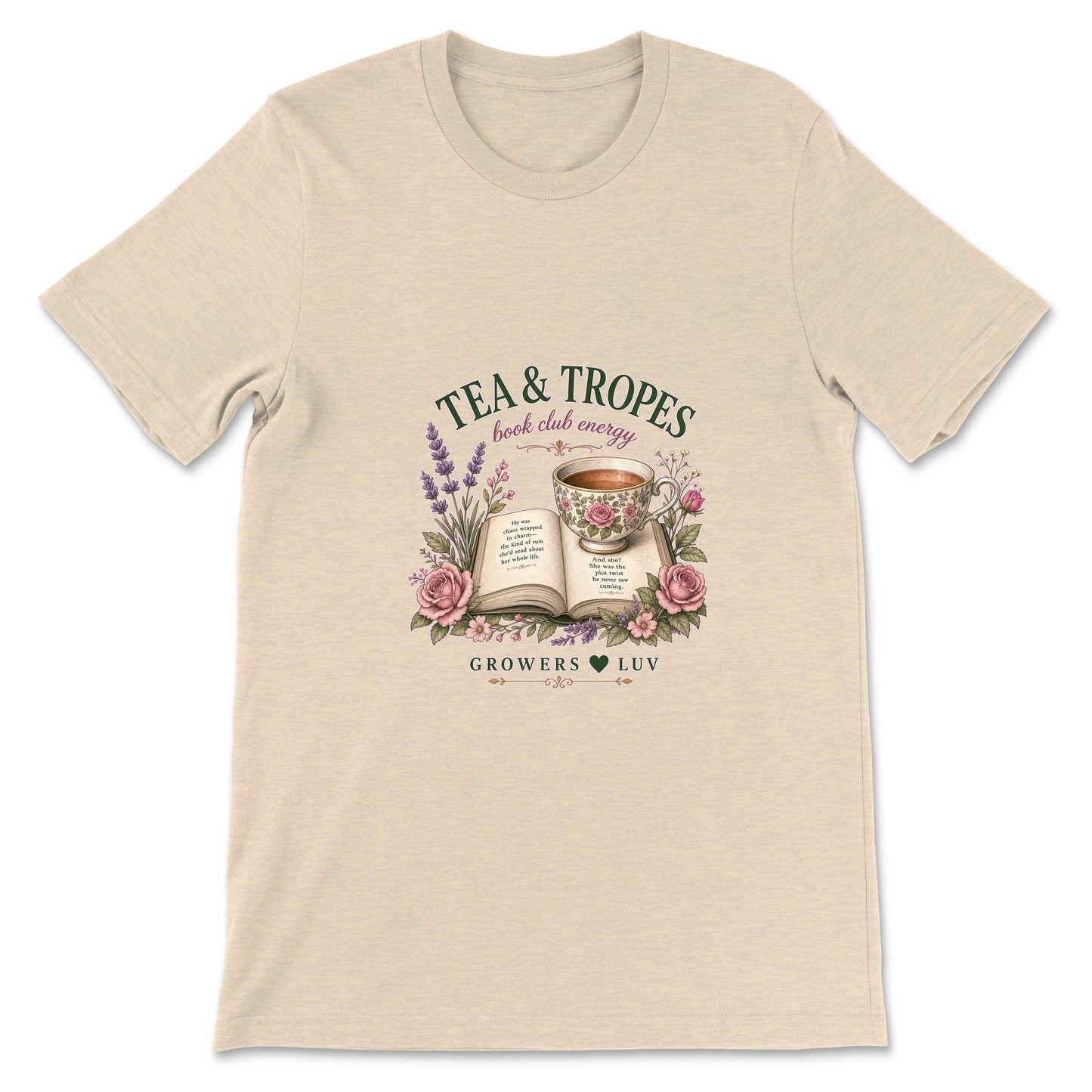 Tea And Tropes Women's Bella Canvas Graphic Tee in Heather Dust