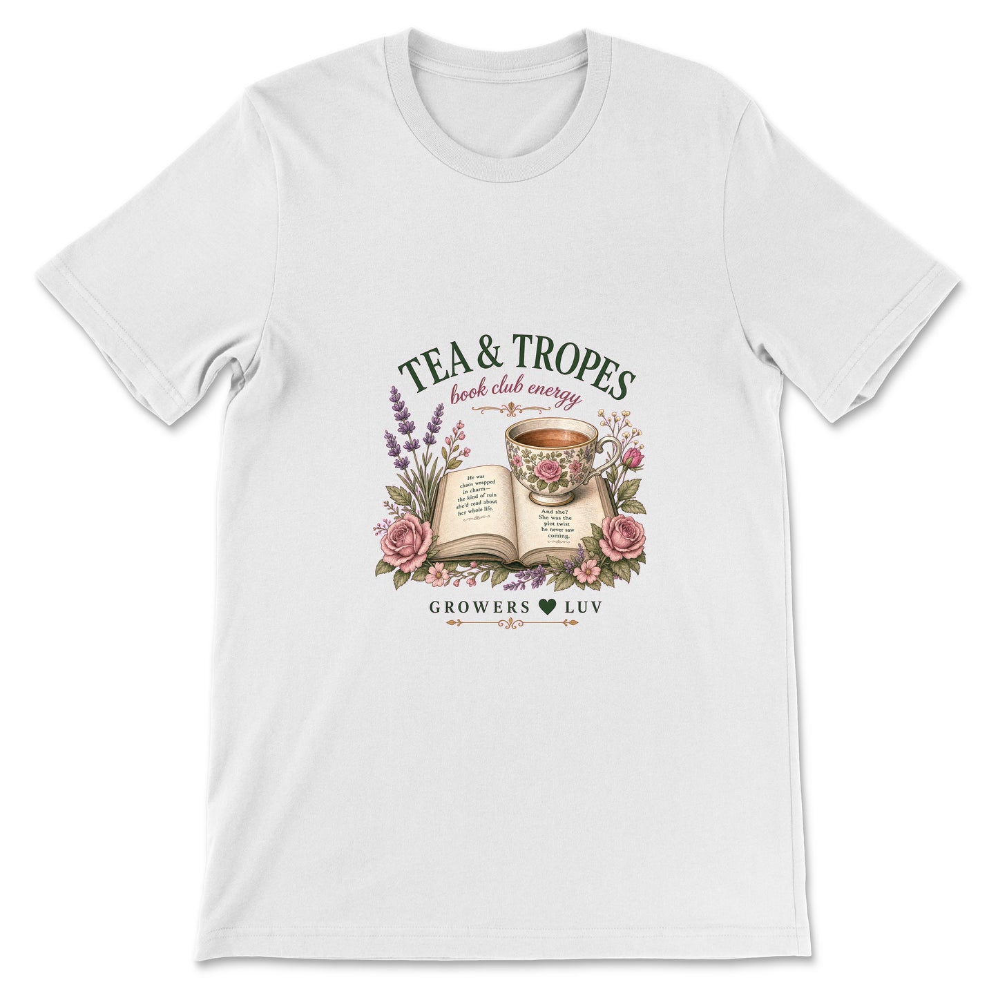 Tea And Tropes Women's Bella Canvas Graphic Tee in White