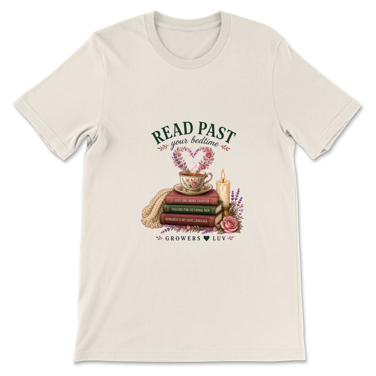 Read Past Your Bedtime Women's Bella Canvas Graphic Tee in Natural