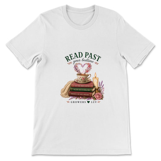 Read Past Your Bedtime Women's Bella Canvas Graphic Tee in White
