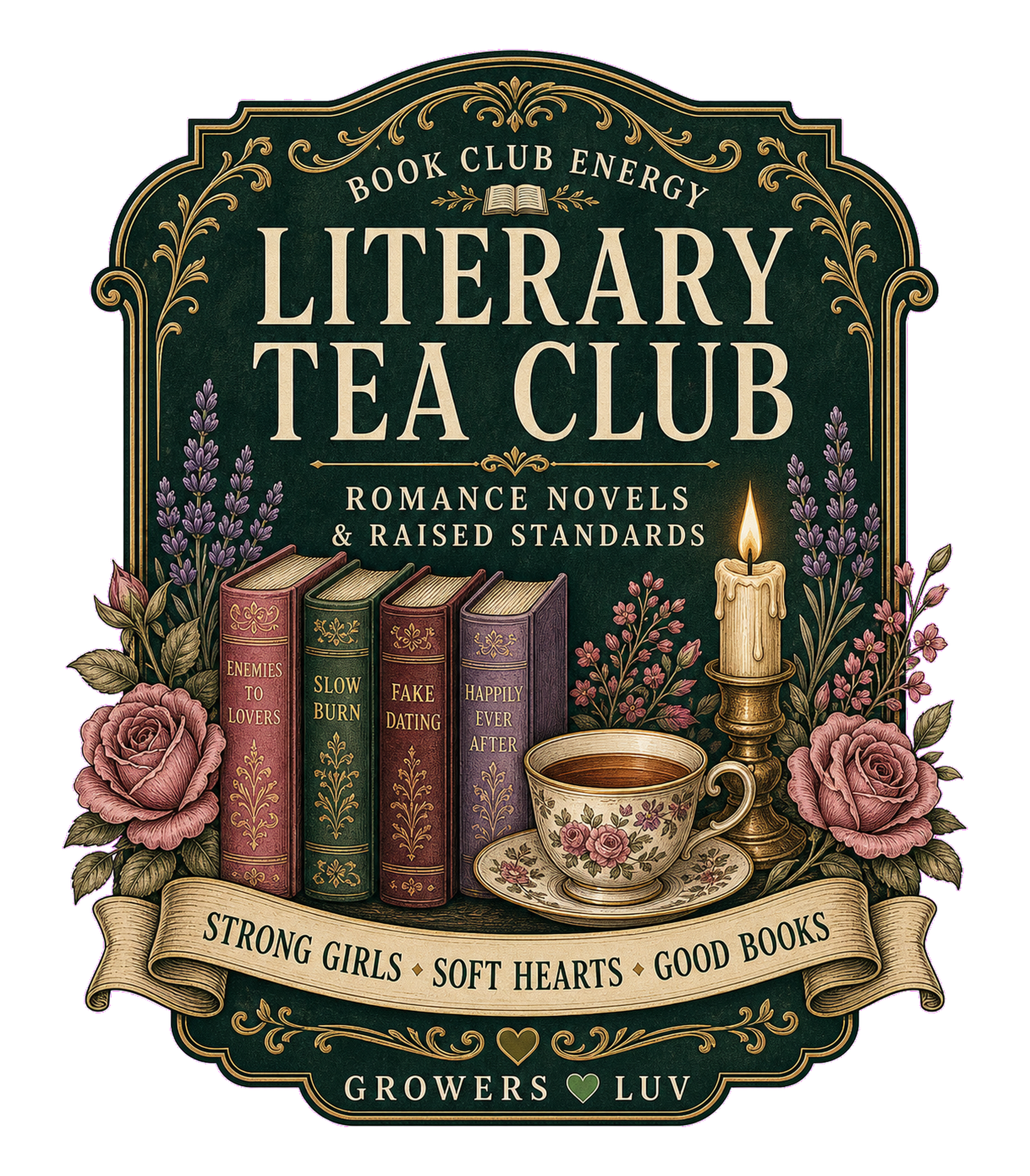Literary Tea Club Women's Bella Canvas Graphic Tee artwork detail