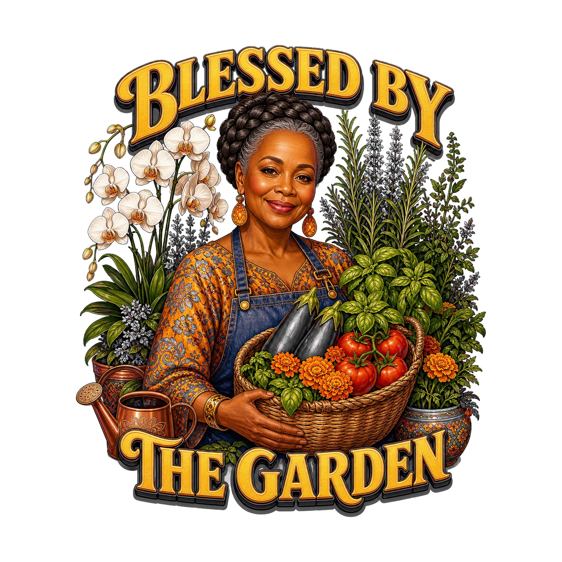 Blessed by the Garden Women's Plant Lover Graphic Tee artwork detail