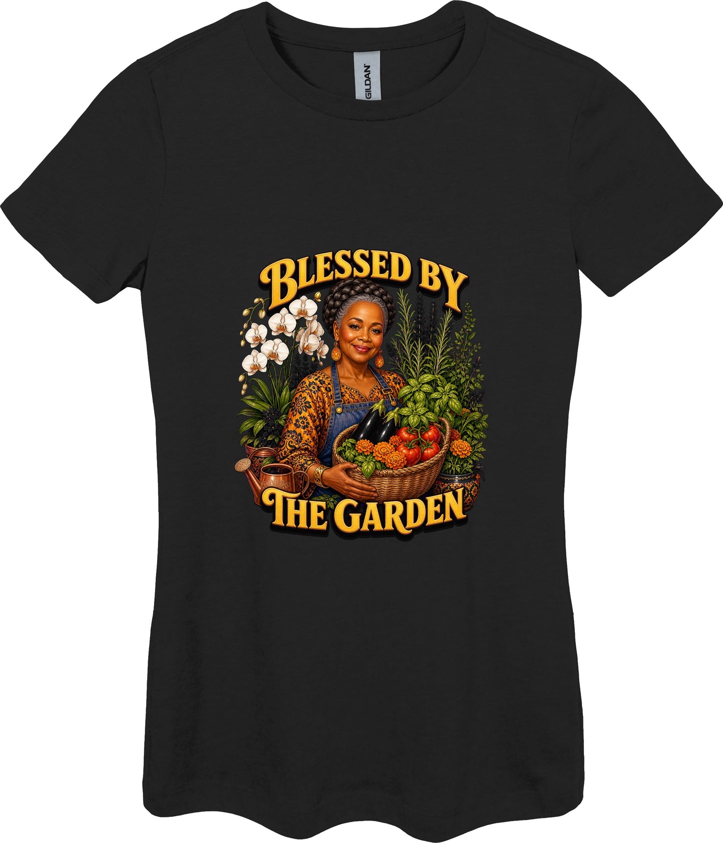 Blessed by the Garden Women's Plant Lover Graphic Tee in Black