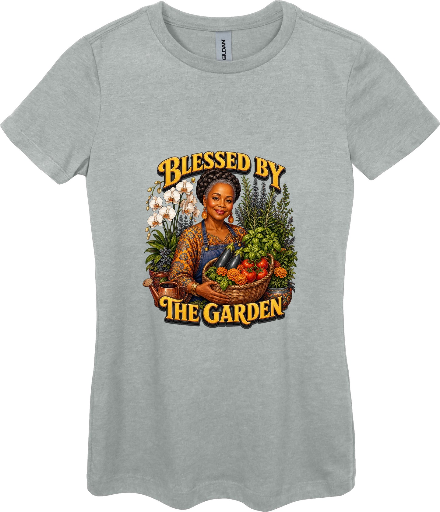 Blessed by the Garden Women's Plant Lover Graphic Tee in Ring Spun Sport Grey