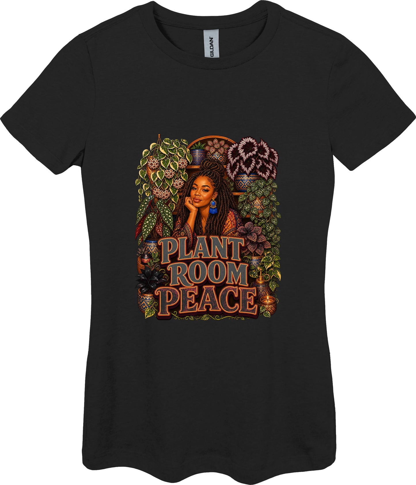 Plant Room Peace Women's Plant Lover Graphic Tee in Black