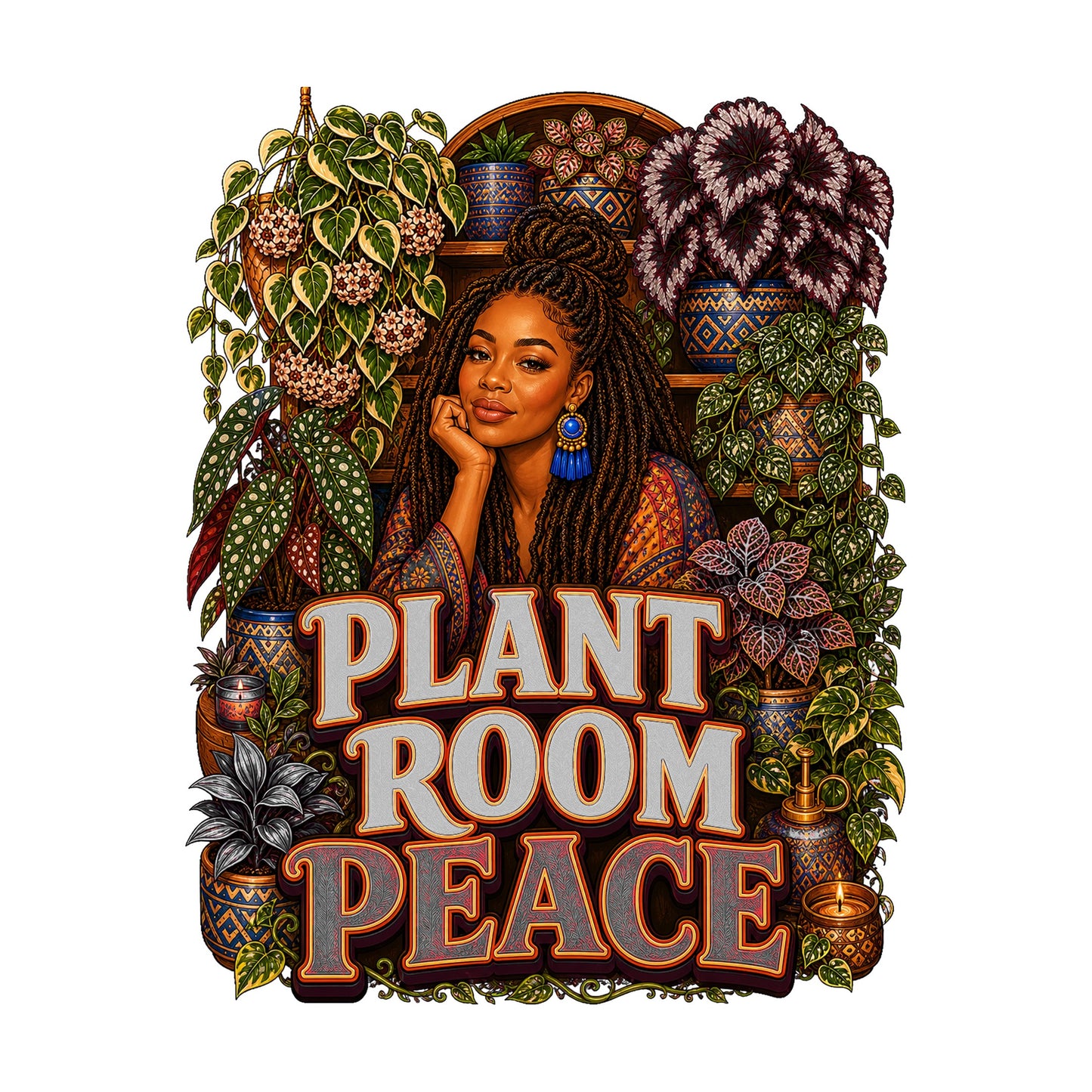 Plant Room Peace Women's Plant Lover Graphic Tee artwork detail
