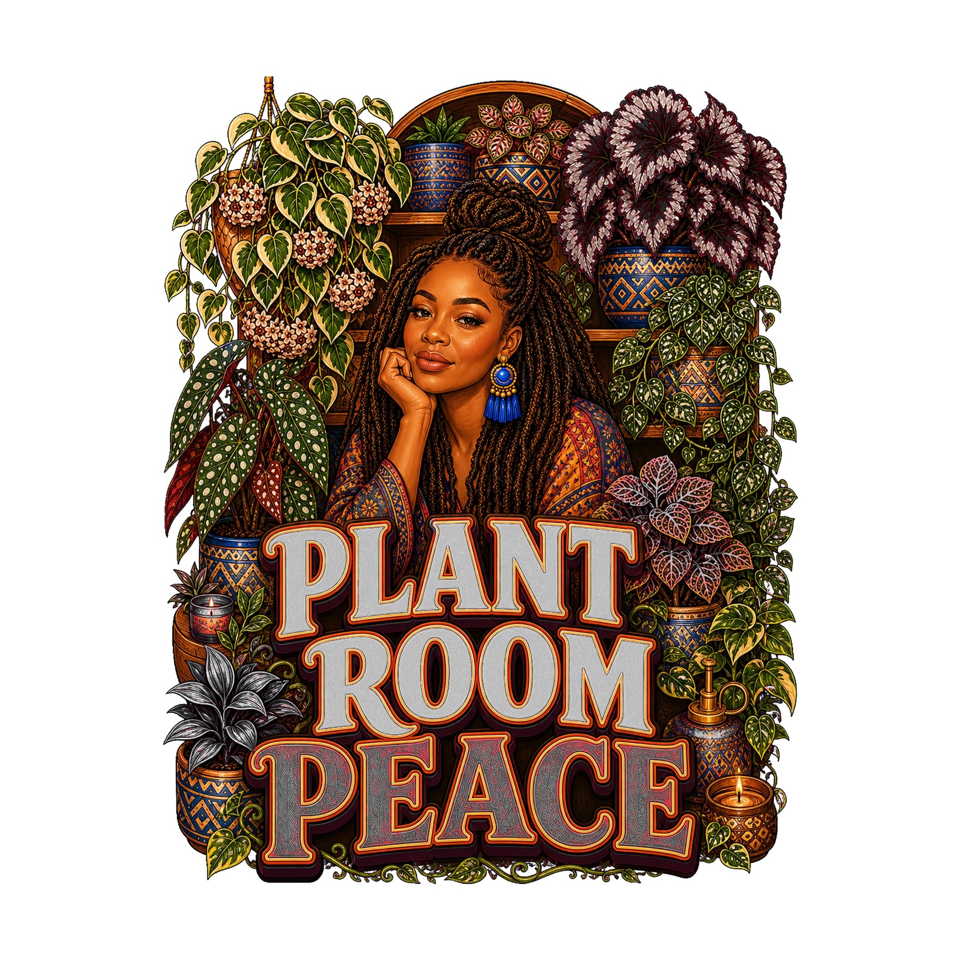 Plant Room Peace Women's Plant Lover Graphic Tee artwork detail