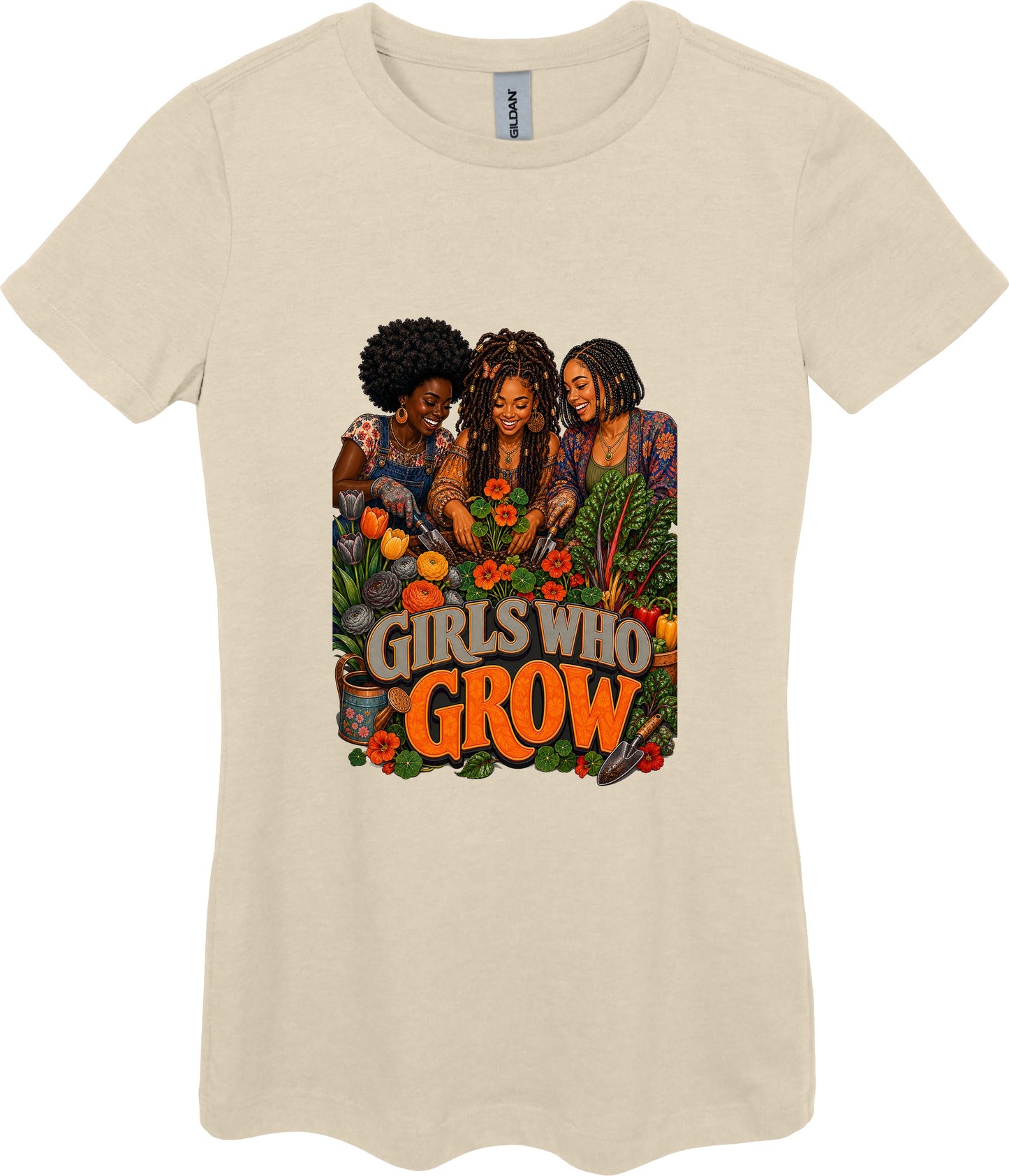 Girls Who Grow Women's Plant Lover Graphic Tee in Sand