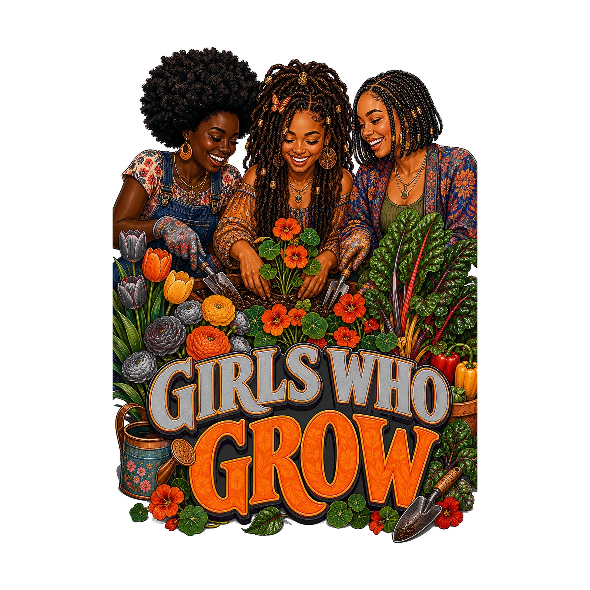 Girls Who Grow Women's Plant Lover Graphic Tee artwork detail