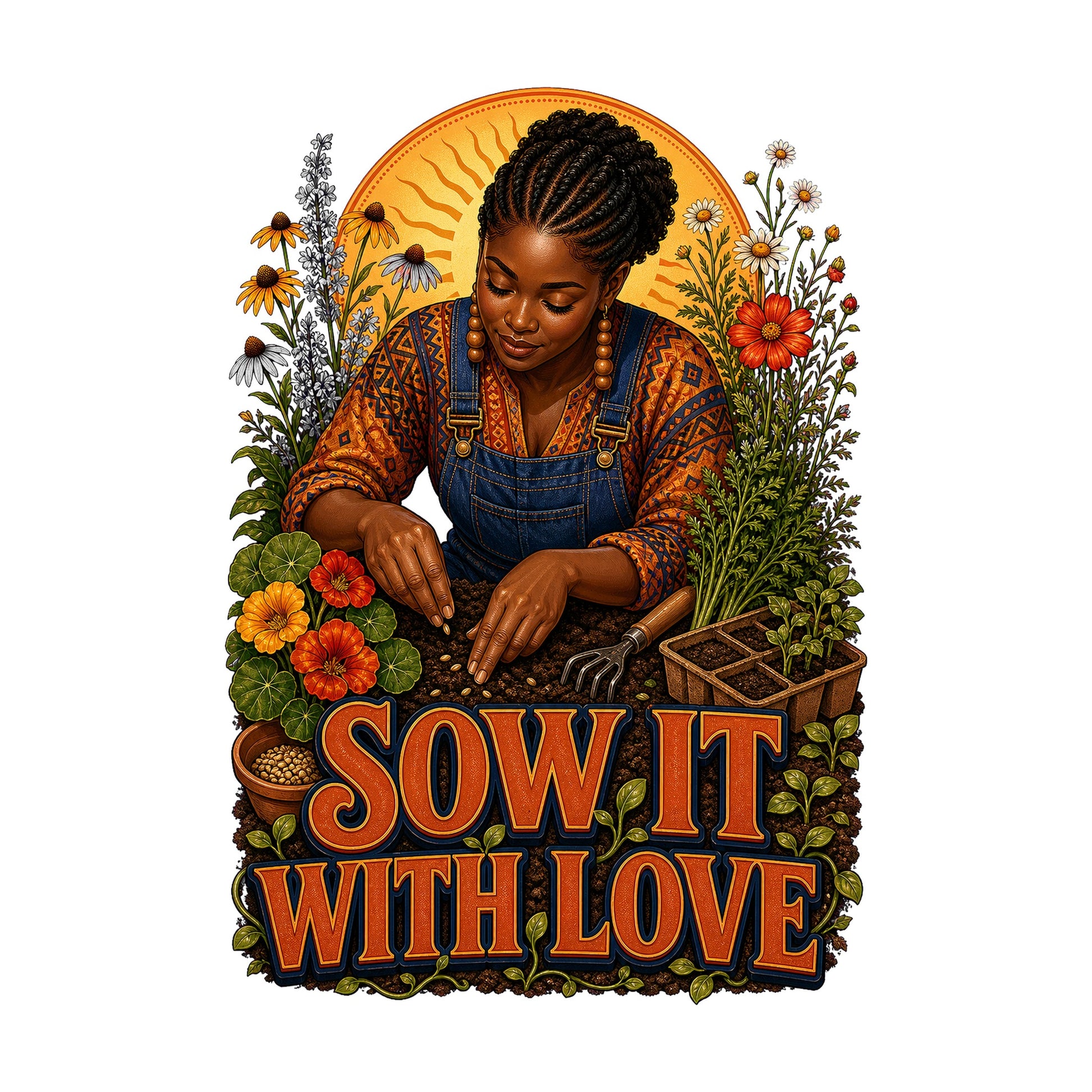Sow It with Love Women's Plant Lover Graphic Tee artwork detail