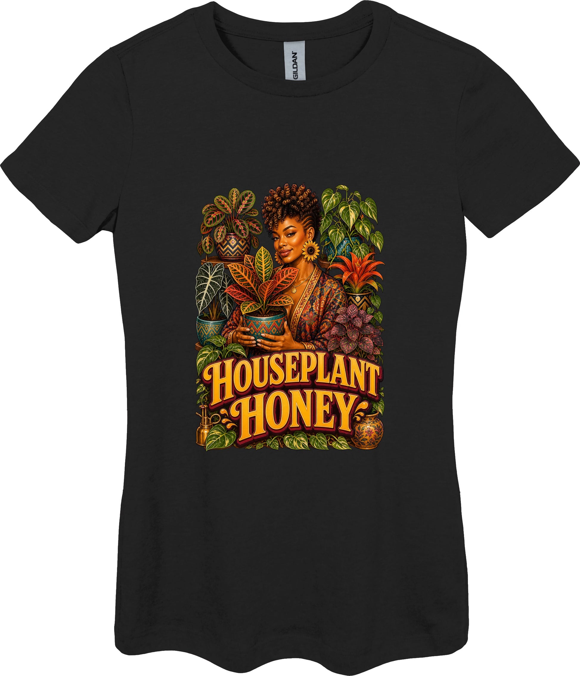 Houseplant Honey Women's Plant Lover Graphic Tee in Black