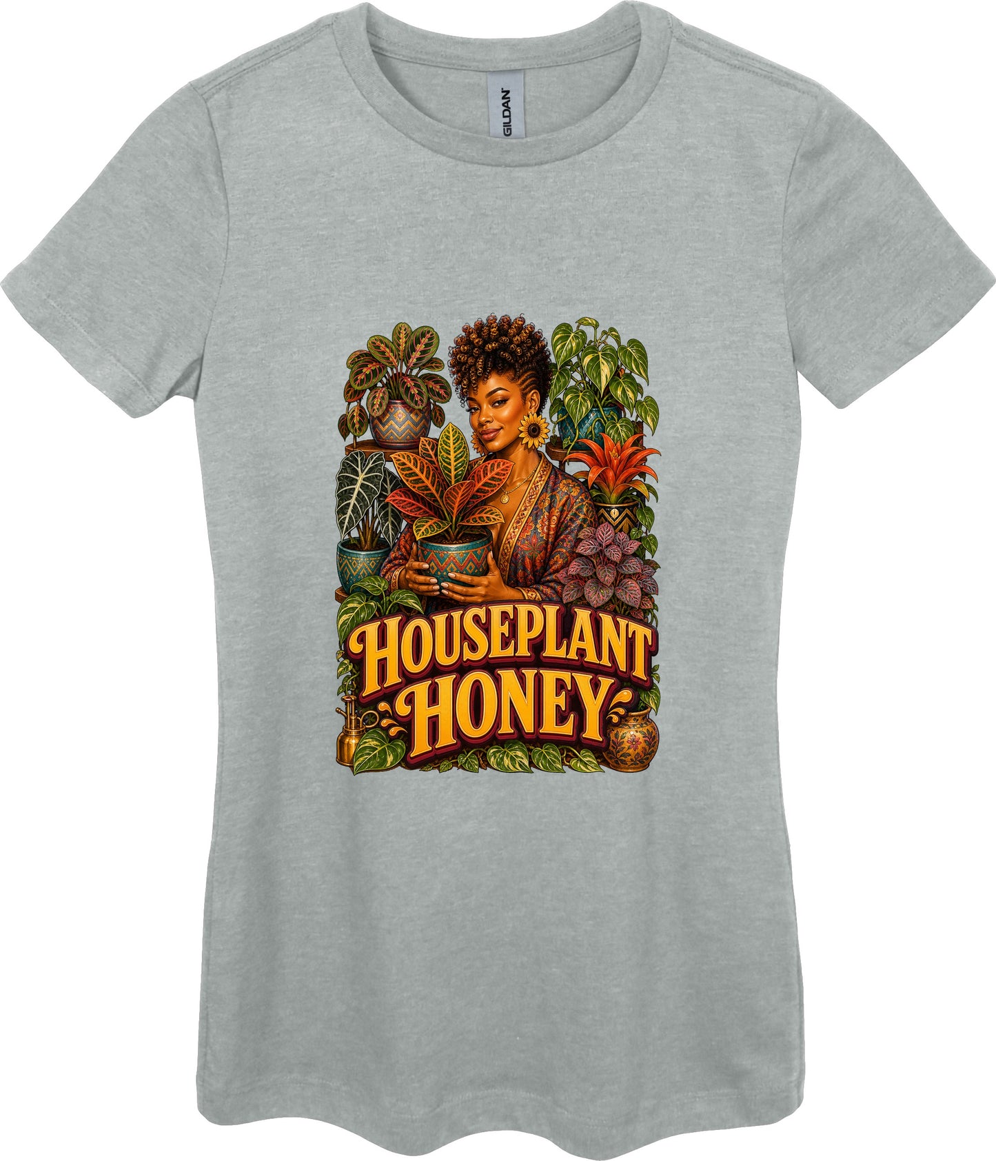 Houseplant Honey Women's Plant Lover Graphic Tee in Ring Spun Sport Grey