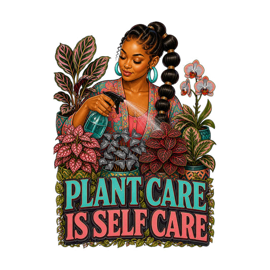 Plant Care Is Self Care Women's Plant Lover Graphic Tee artwork detail