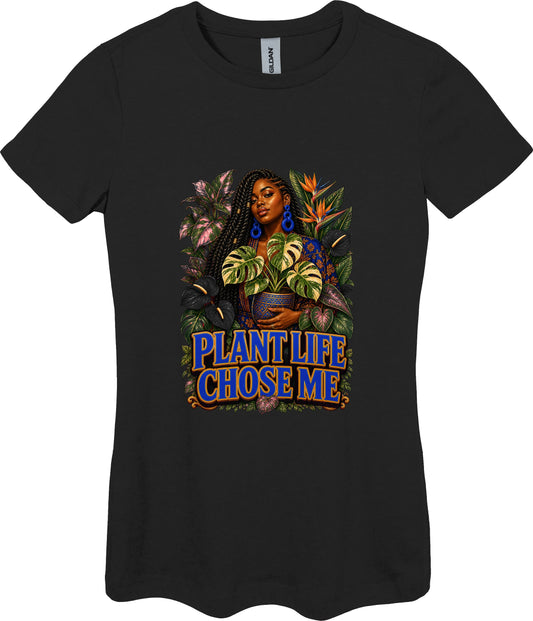 Plant Life Chose Me Women's Plant Lover Graphic Tee in Black