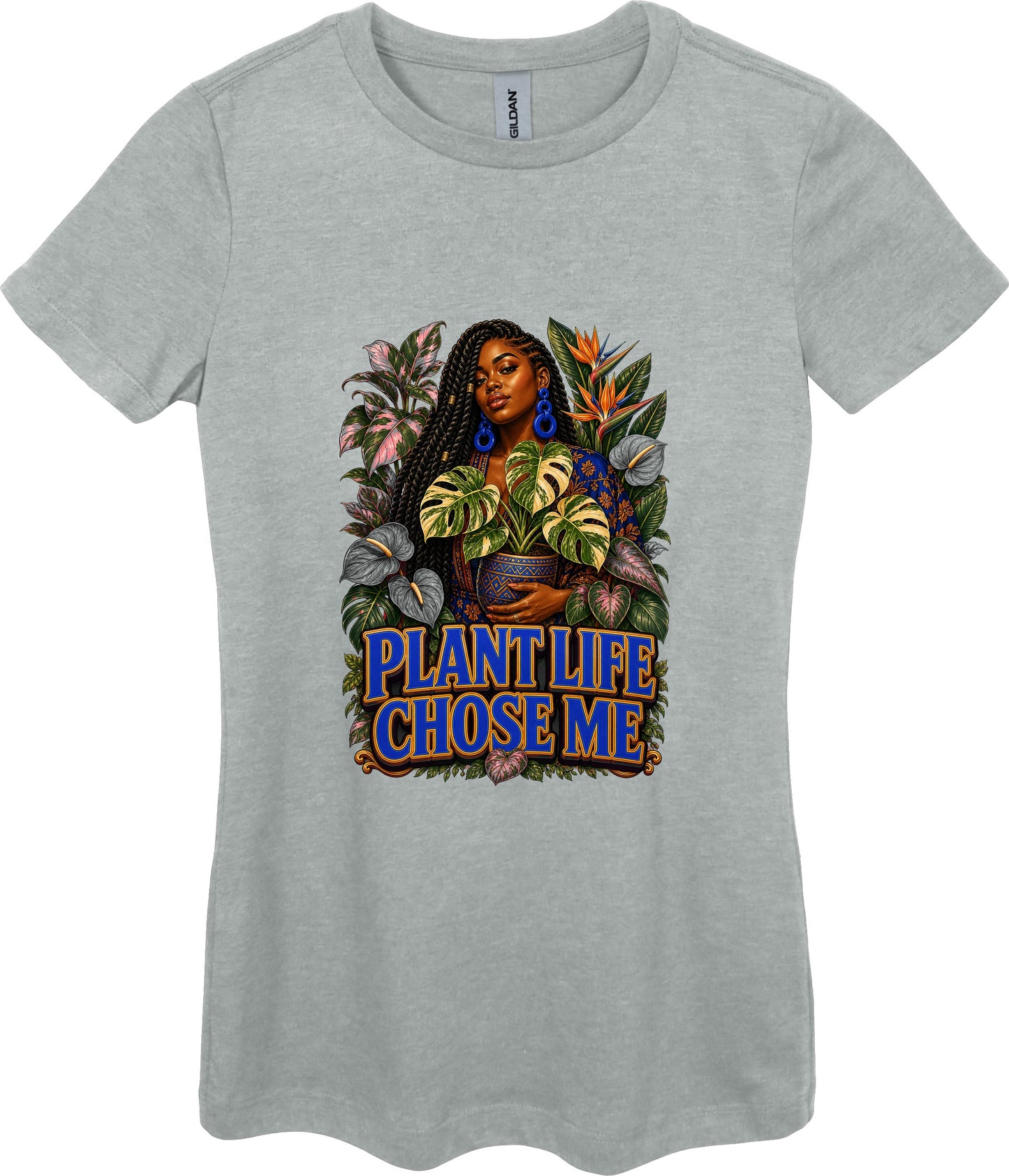 Plant Life Chose Me Women's Plant Lover Graphic Tee in Ring Spun Sport Grey