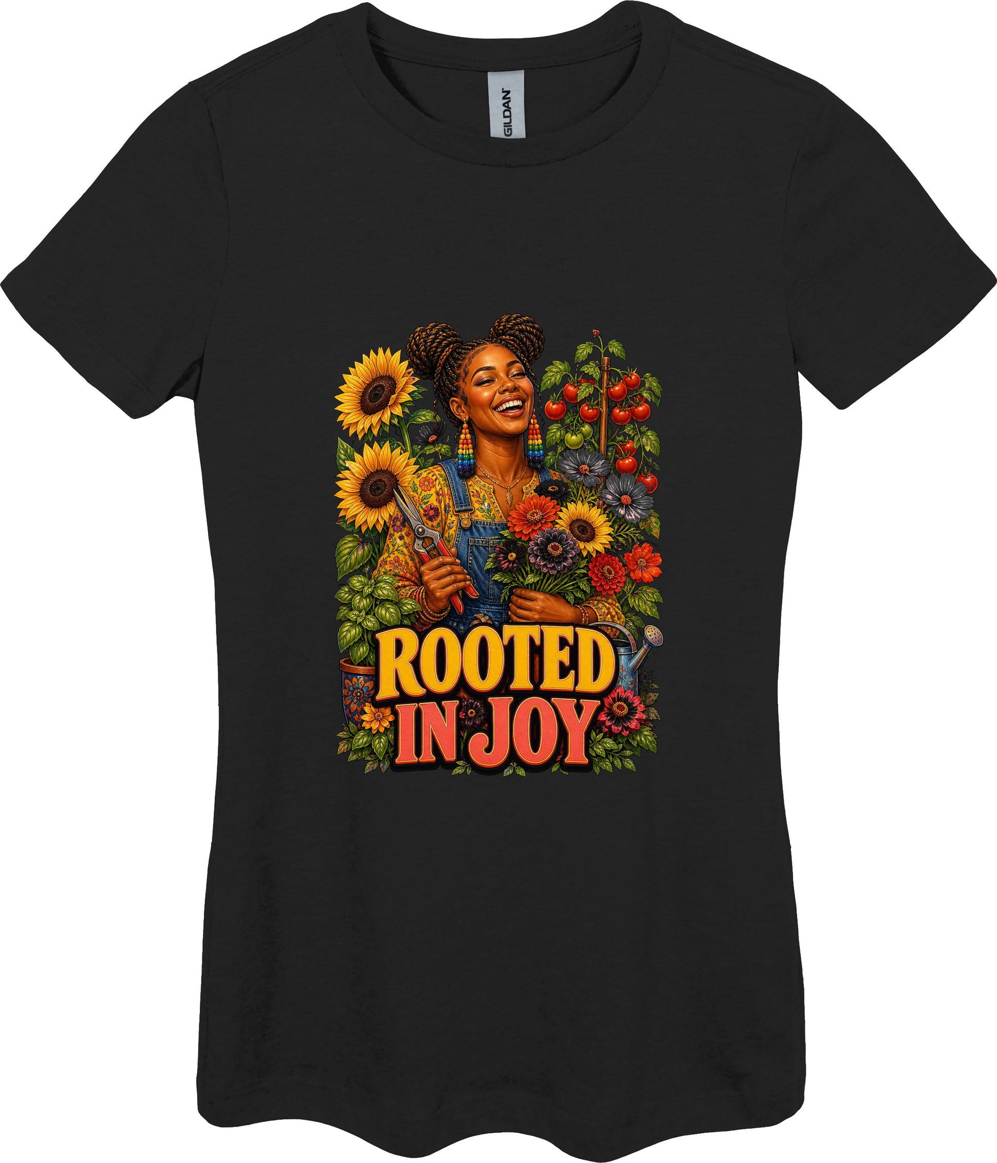 Rooted in Joy Women's Plant Lover Graphic Tee in Black