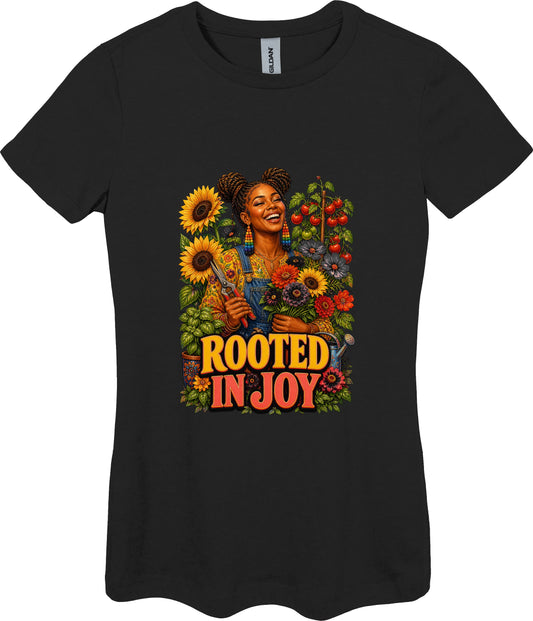 Rooted in Joy Women's Plant Lover Graphic Tee in Black