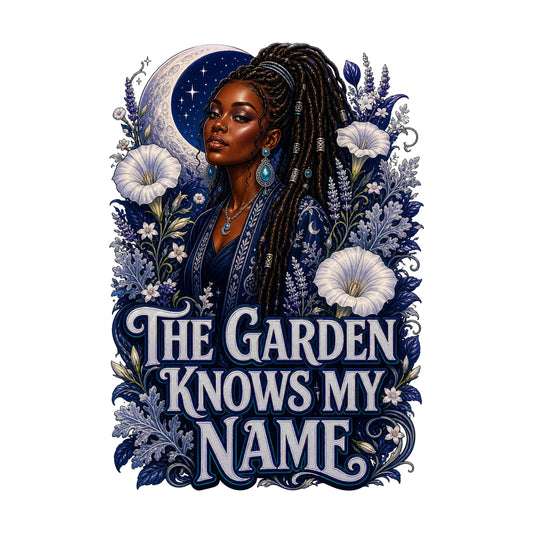 The Garden Knows My Name Women's Plant Lover Graphic Tee artwork detail