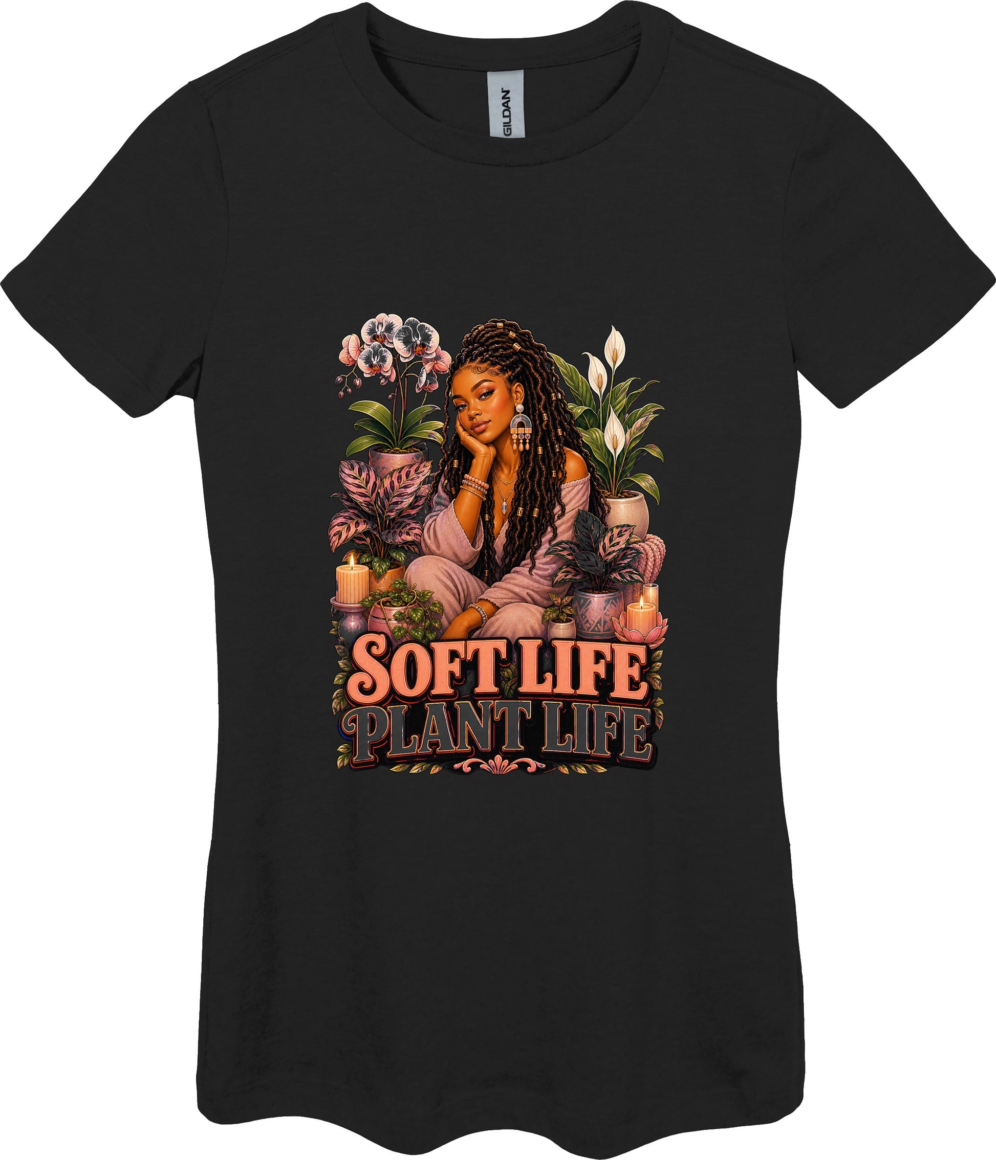 Soft Life Plant Life Women's Plant Lover Graphic Tee in Black