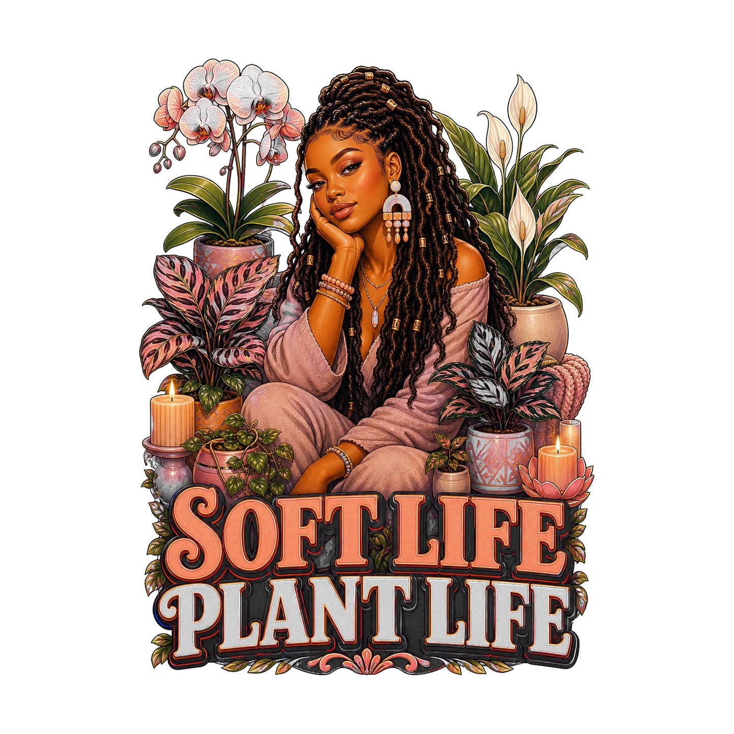 Soft Life Plant Life Women's Plant Lover Graphic Tee artwork detail