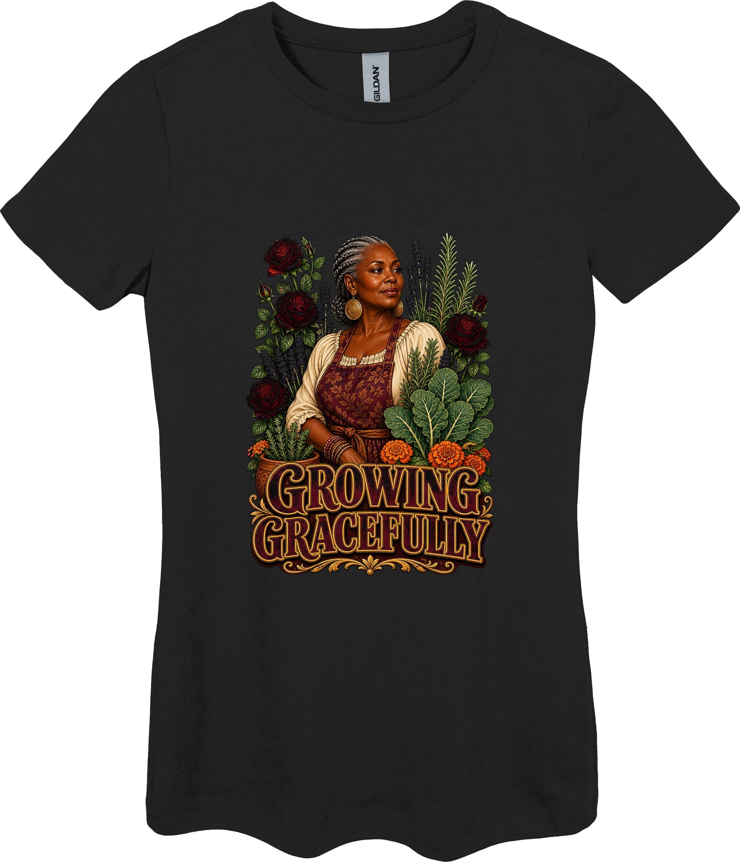 Growing Gracefully Women's Plant Lover Graphic Tee in Black