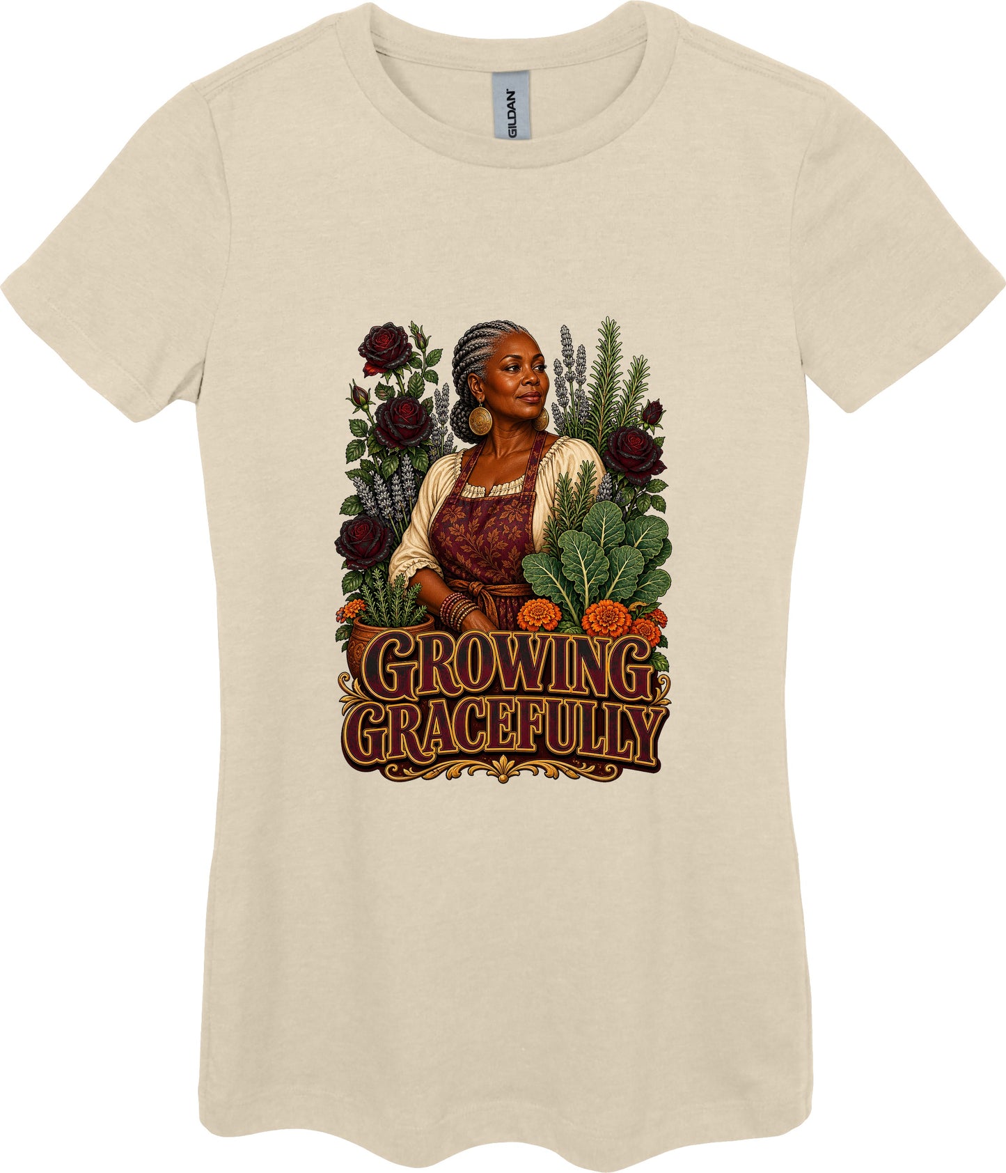 Growing Gracefully Women's Plant Lover Graphic Tee in Sand