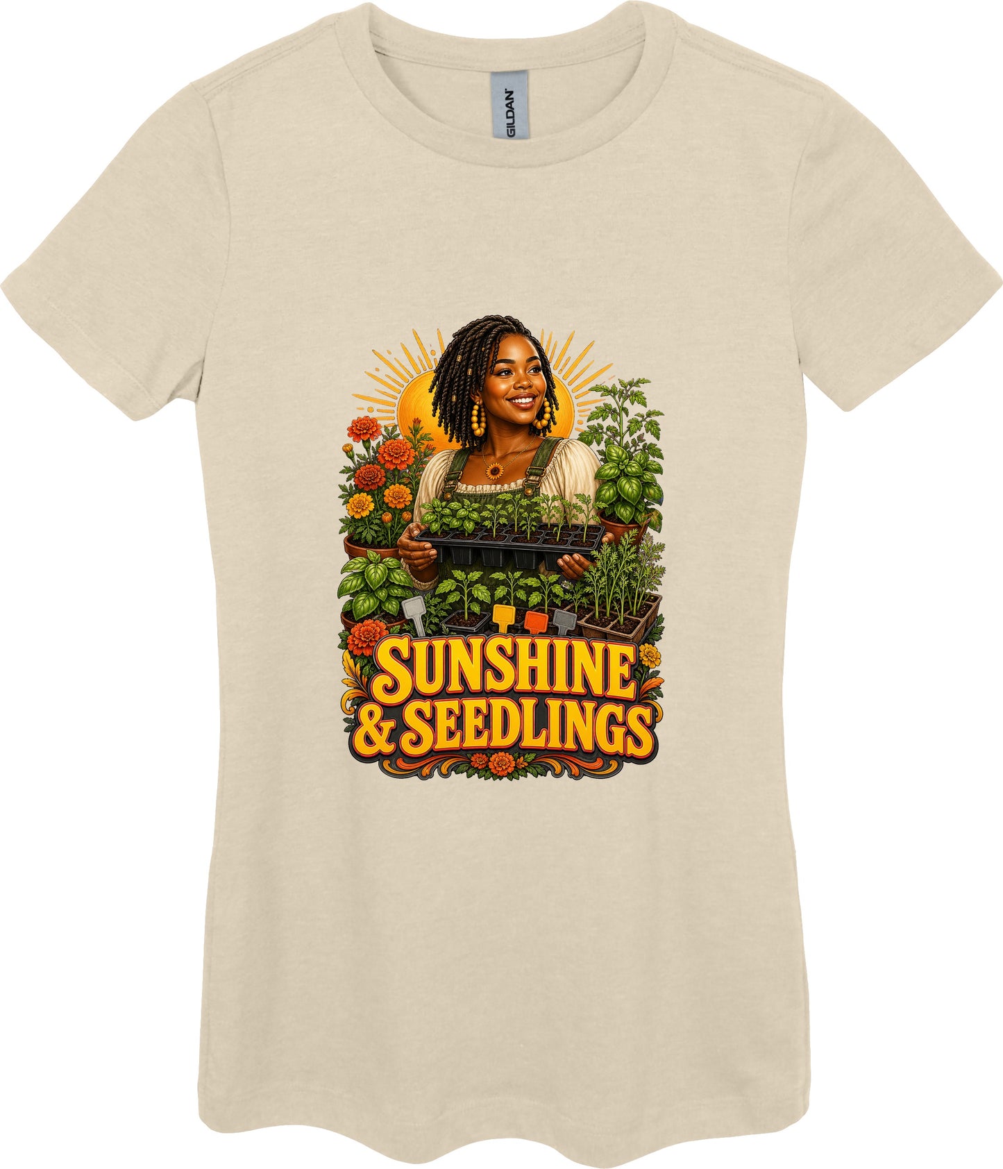 Sunshine and Seedlings Women's Plant Lover Graphic Tee in Sand