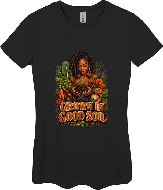 Grown in Good Soil Women's Plant Lover Graphic Tee in Black