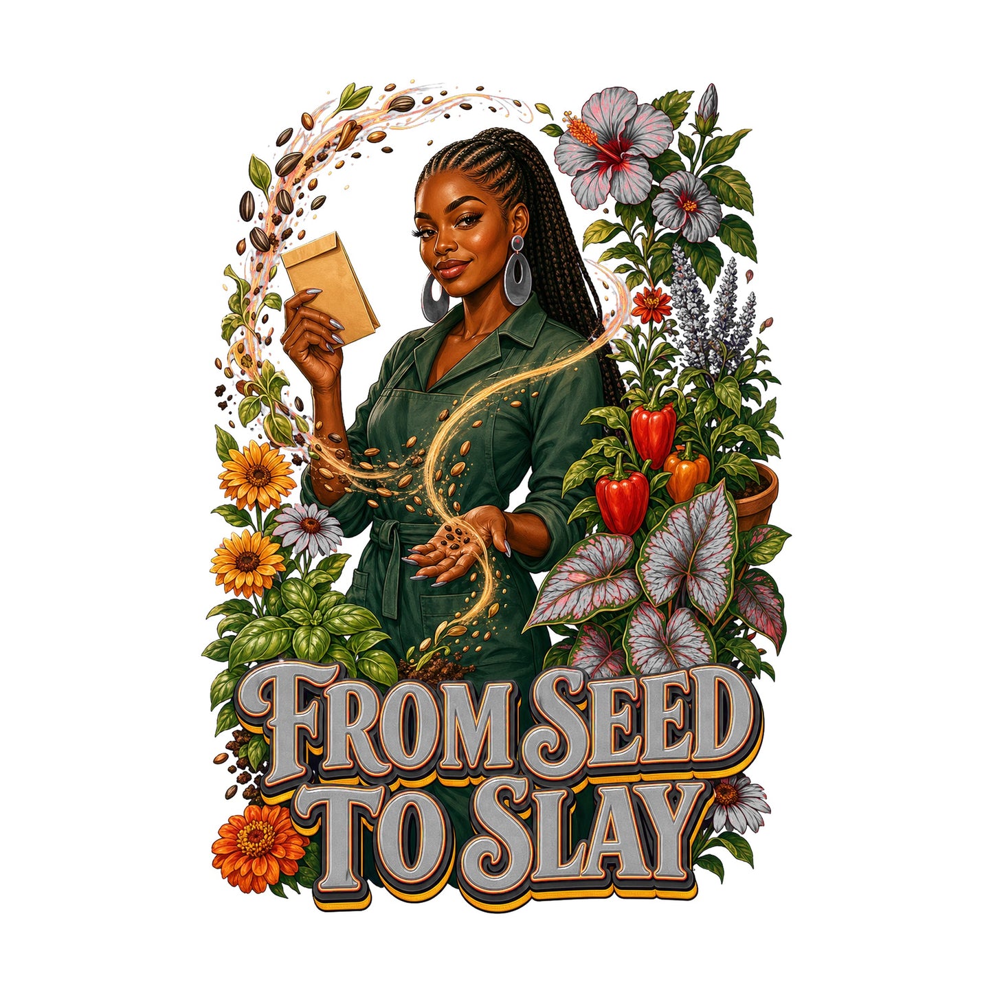 From Seed to Slay Women's Plant Lover Graphic Tee artwork detail