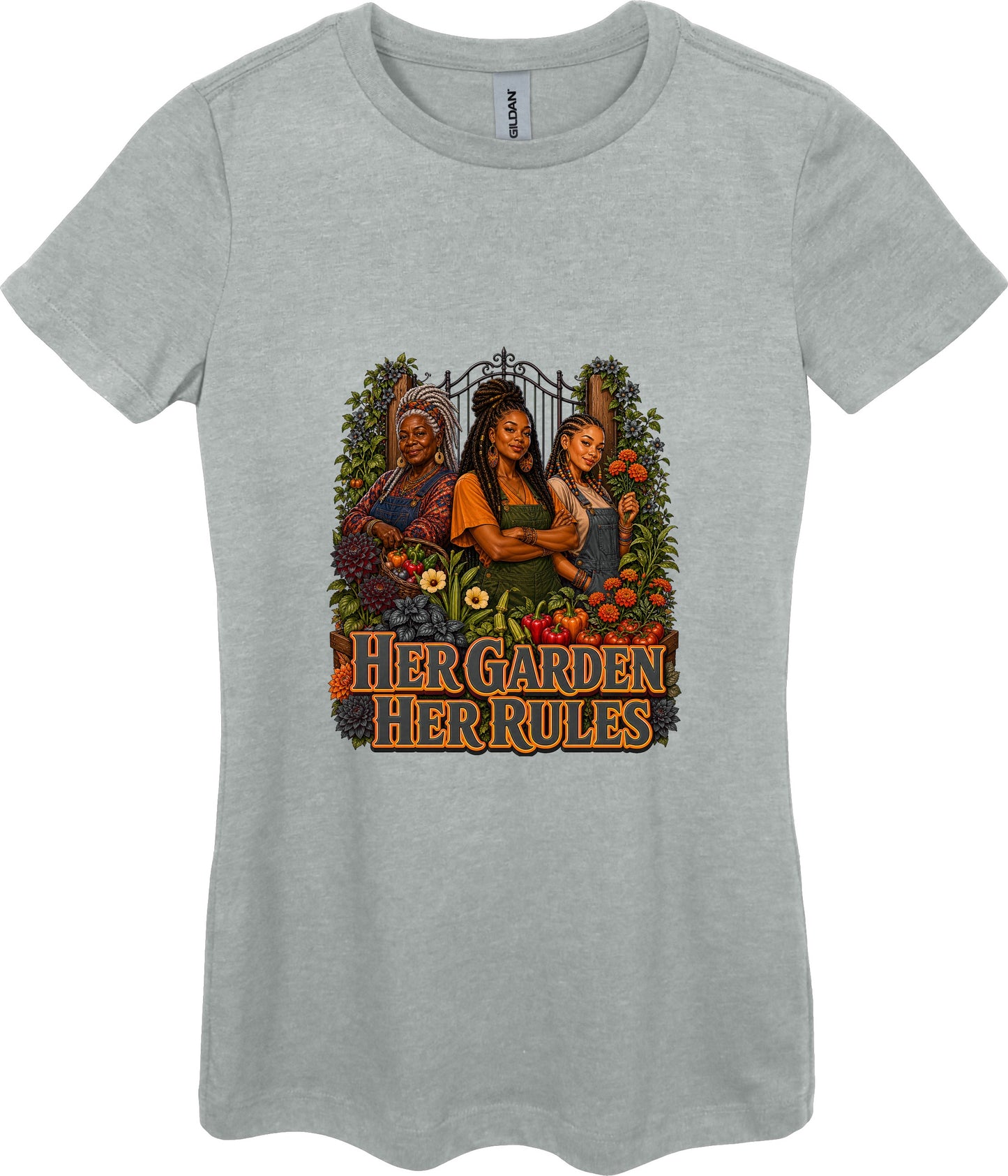 Her Garden Her Rules Women's Plant Lover Graphic Tee in Ring Spun Sport Grey