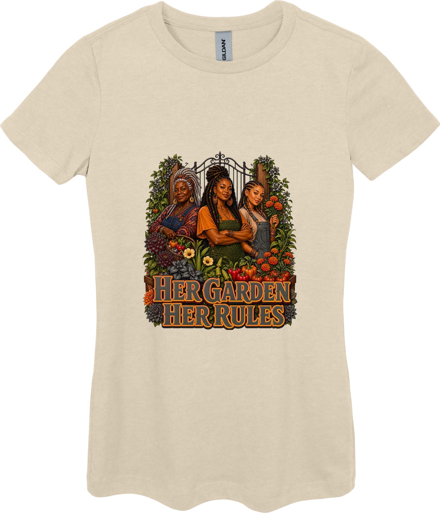Her Garden Her Rules Women's Plant Lover Graphic Tee in Sand