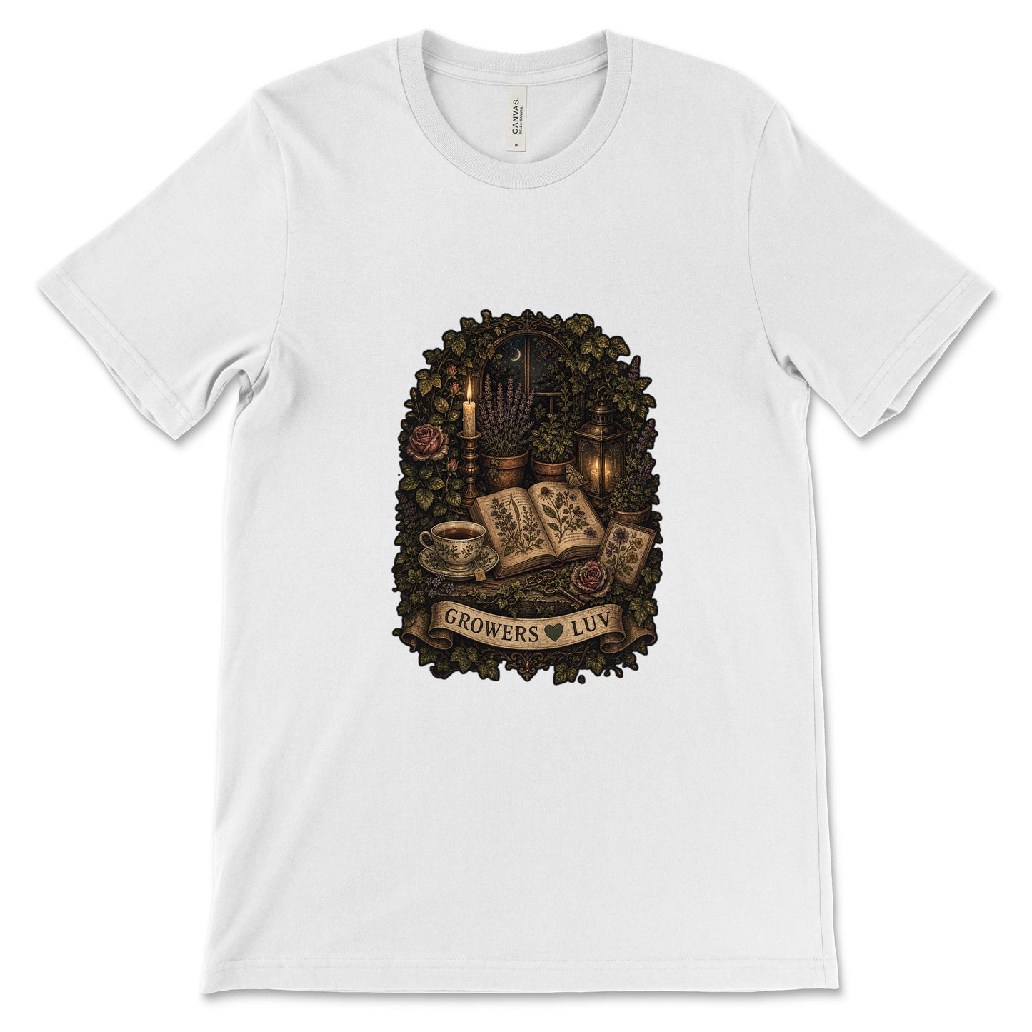 Candlelit Book Garden Women's Bella Canvas Graphic Tee