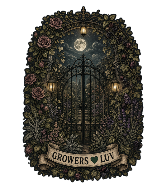 Moonlit Garden Gate Large Natural Tote Bag artwork detail