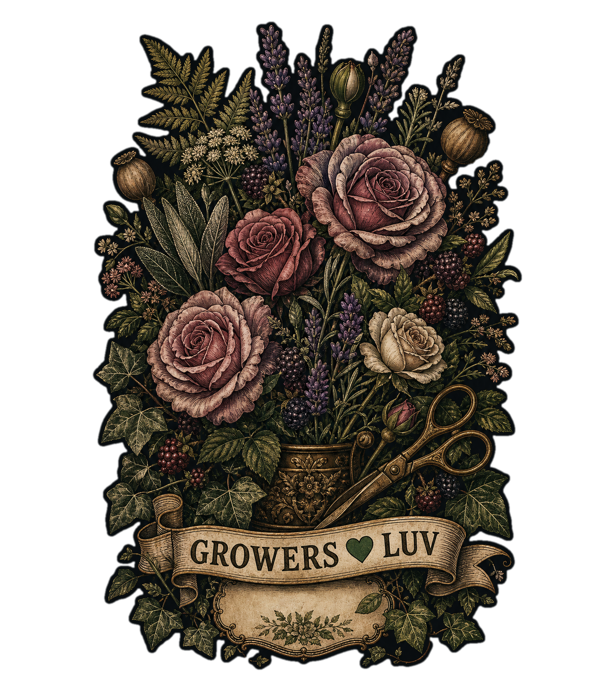 Dark Floral Bouquet Women's Bella Canvas Graphic Tee artwork detail