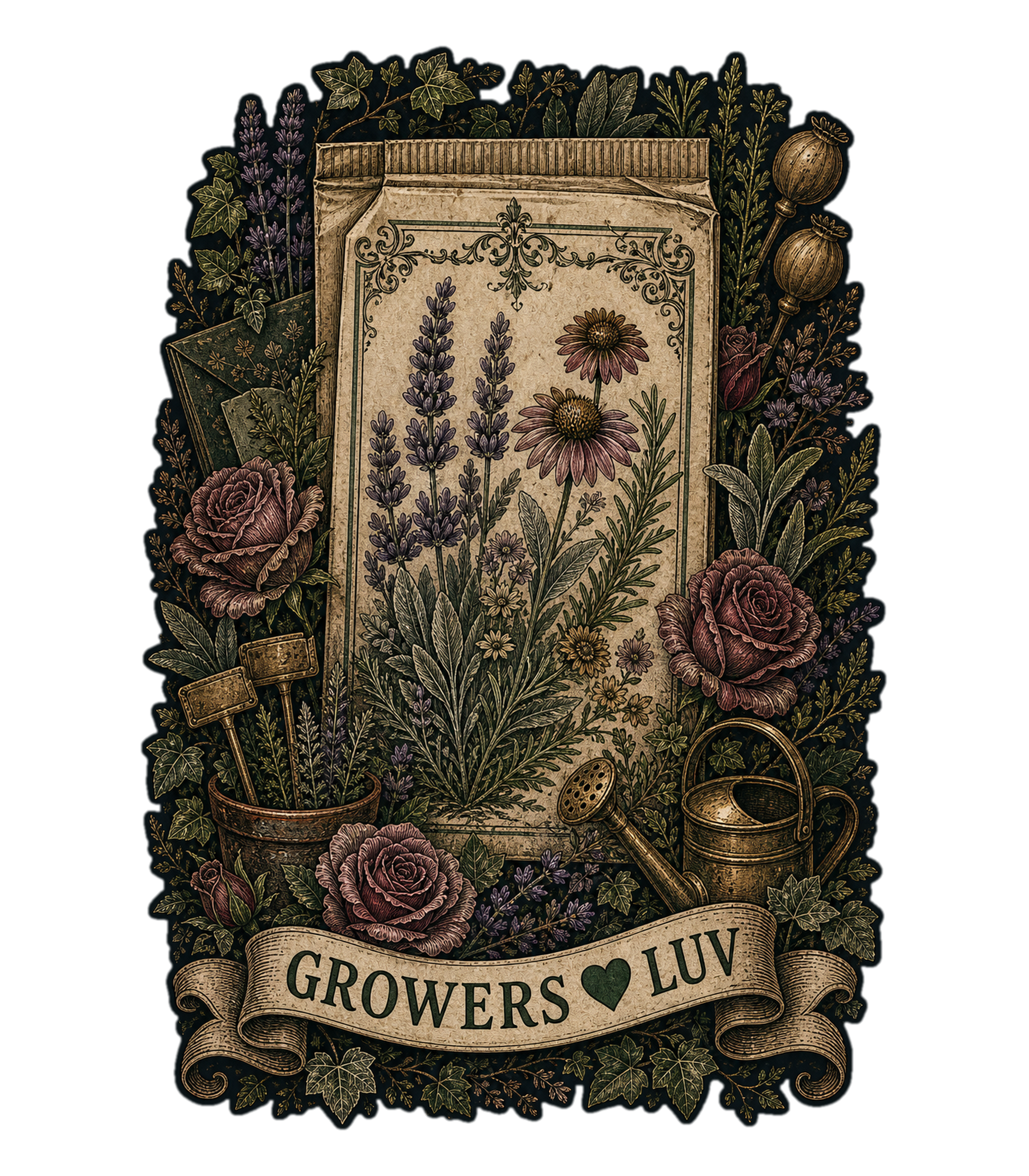 Antique Seed Packet Women's Bella Canvas Graphic Tee artwork detail